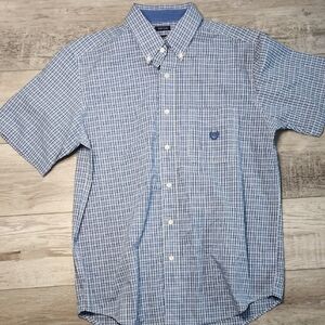 Chaps Blue and White Plaid Men's Shirt